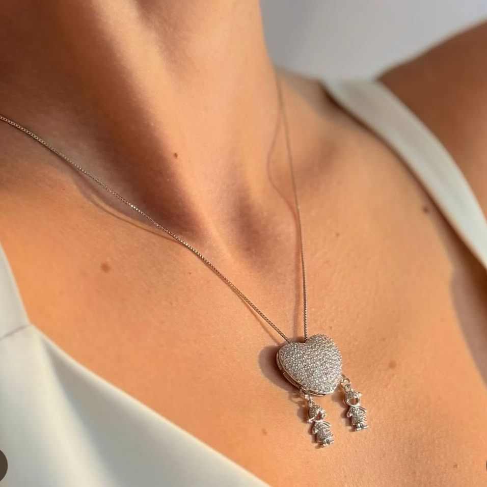 Colar Coração 2 Meninas