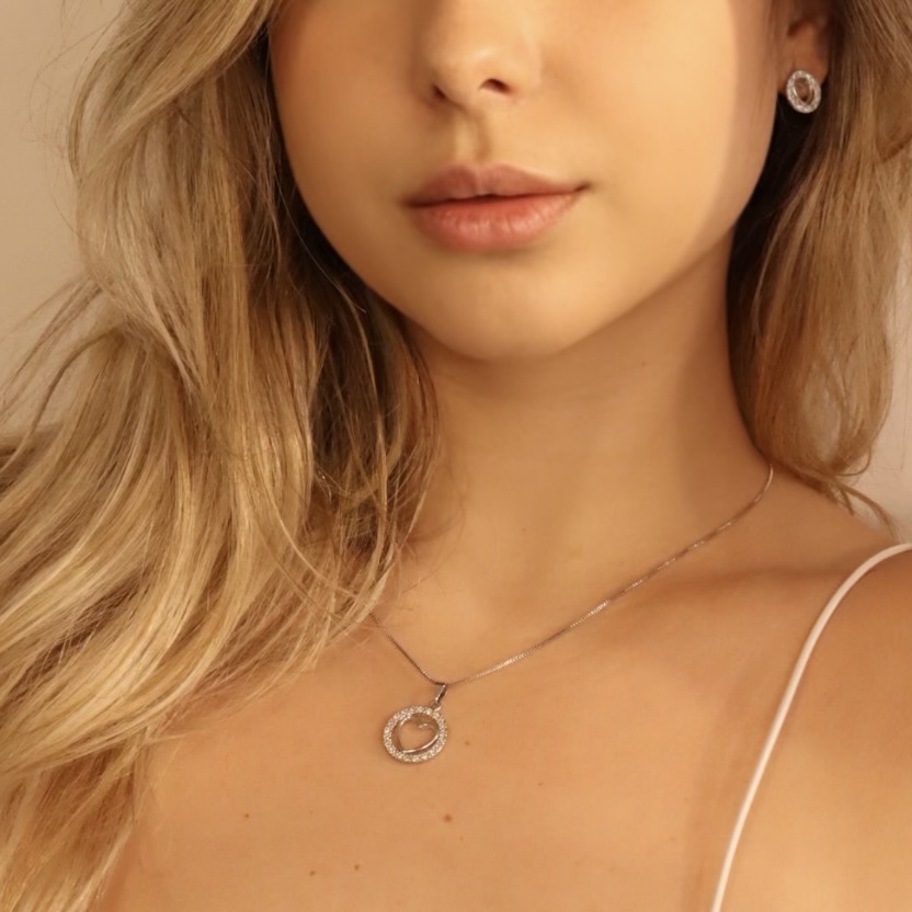 Conjunto Coração Com Borda de Brilho