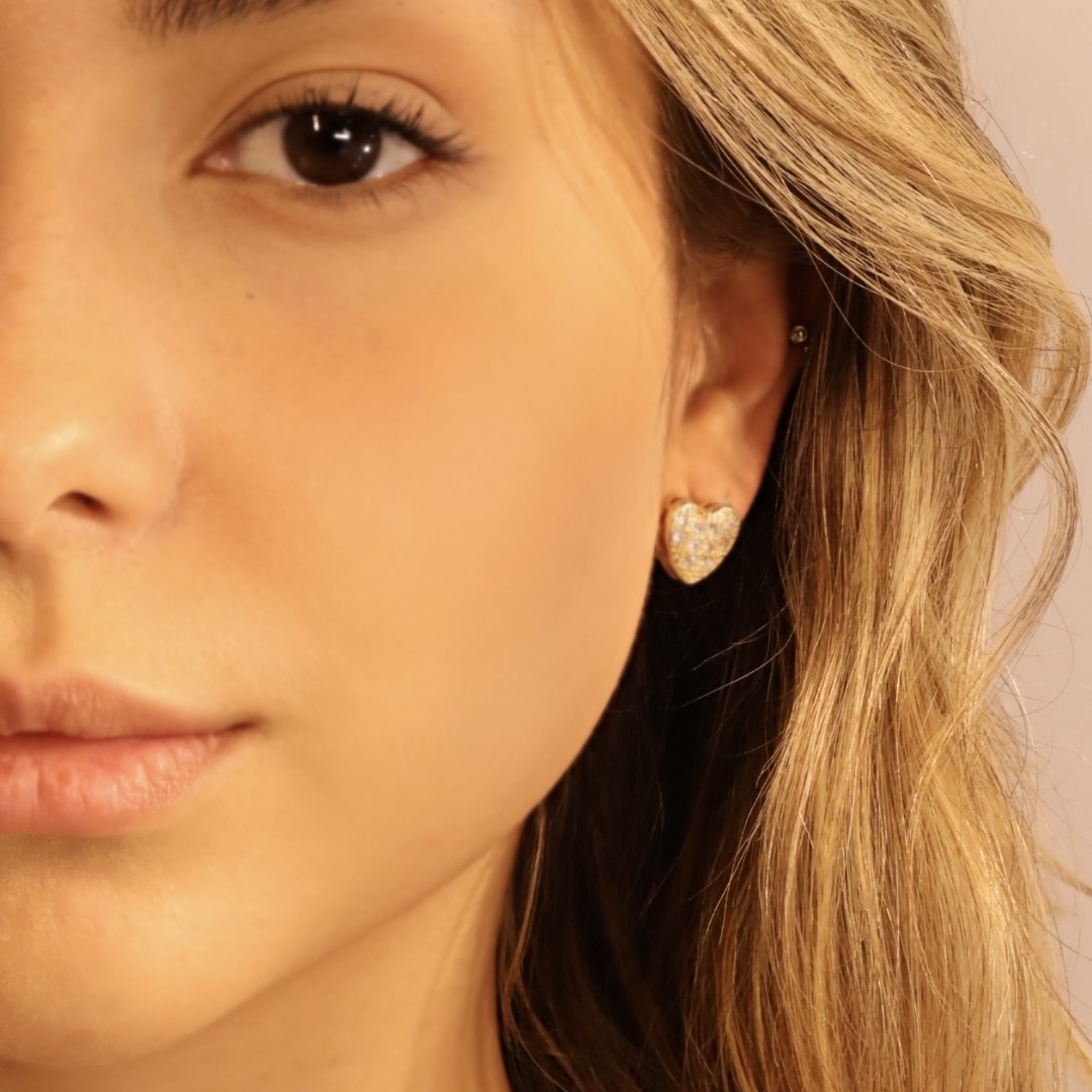 Brinco Coração Cravejado