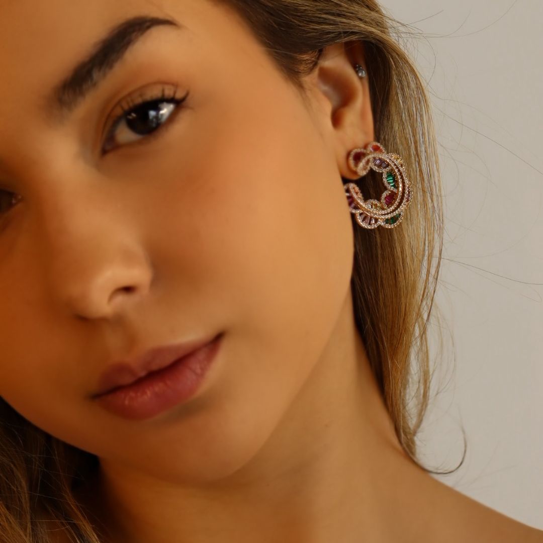 Brinco Flor Colorida - Semijóia