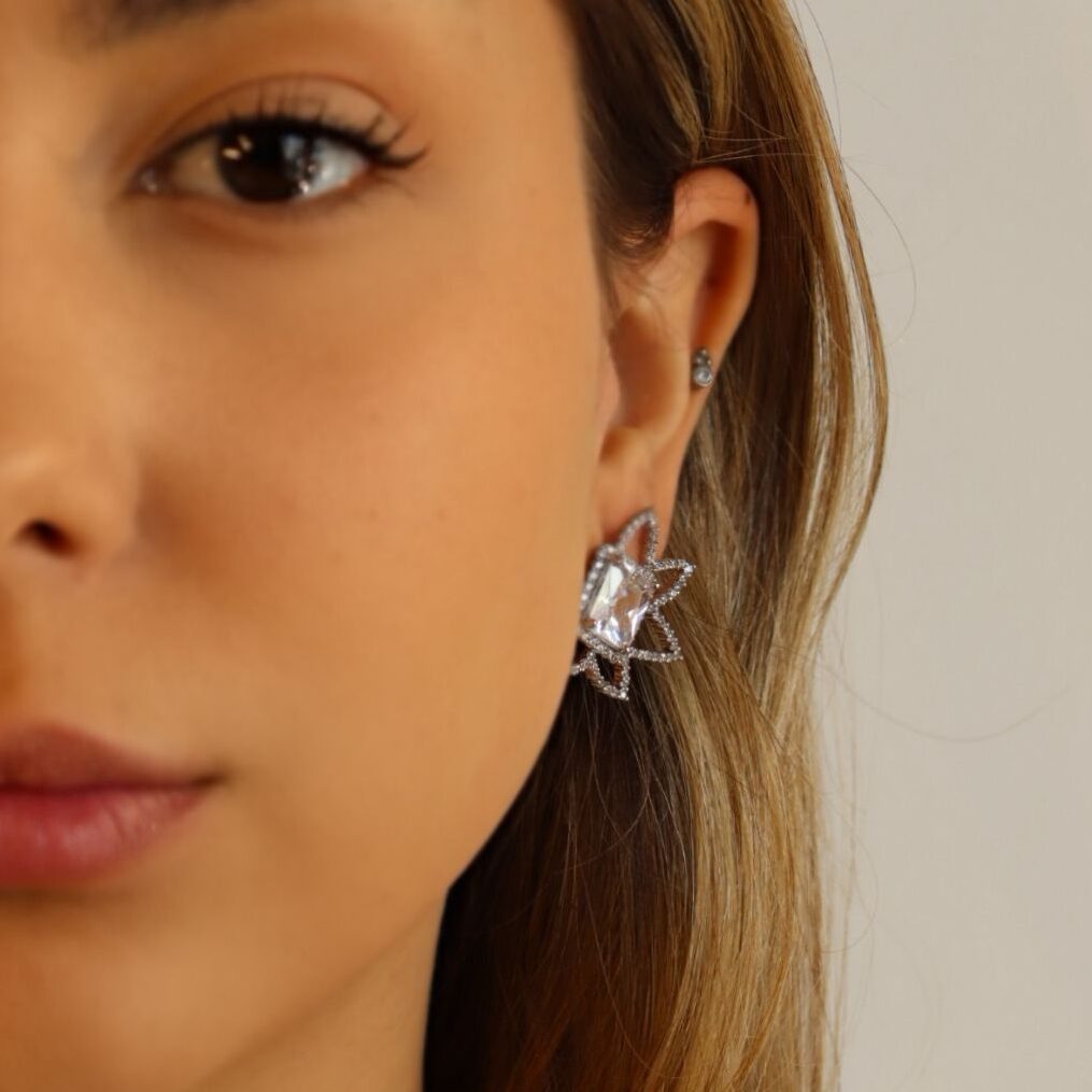 Brinco Meia Flor - Semijóia